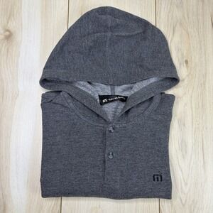 Travis Mathew Henley Hoodie Mens Small Gray Sweater Pullover Peruvian Cotton